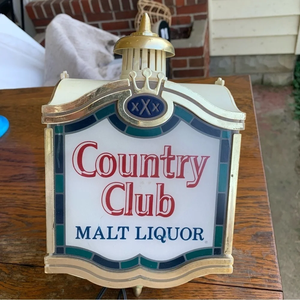 Vintage 1970's Country Club XXX Malt Liquor Lighted Beer Sign Pearl Brewing Co